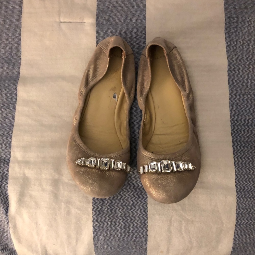 Cole Haan shimmery gold flats